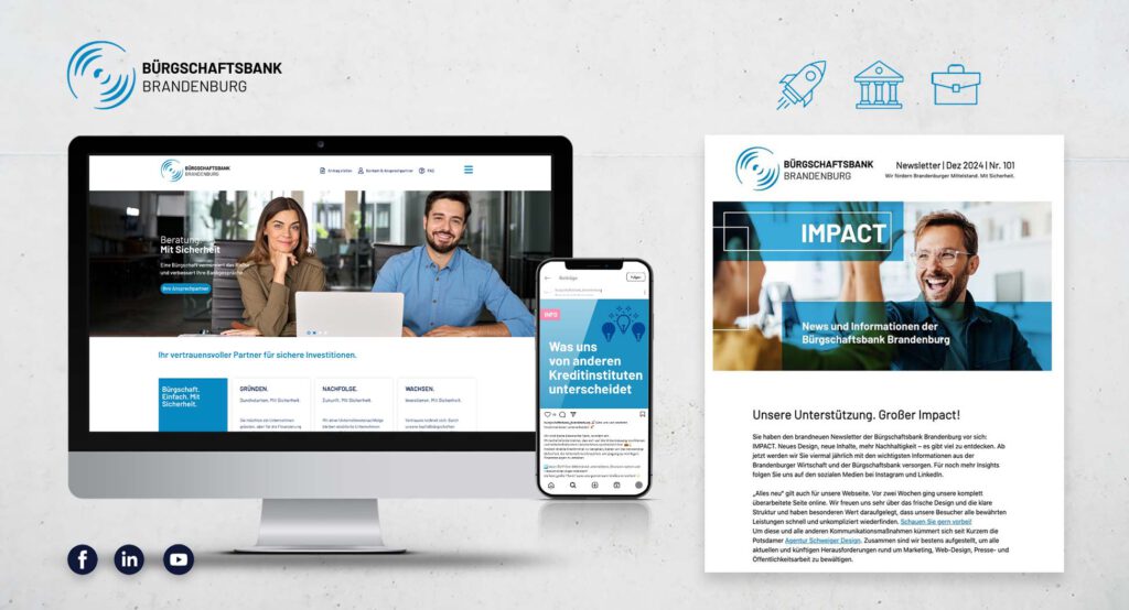 Titelbild zum Projekt der Bürgschaftsbank Brandenburg – Corporate Design und strategisches Marketing entwickelt von der Agentur Schweiger
