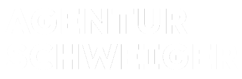 Logo weiss der Agentur Schweiger in Potsdam