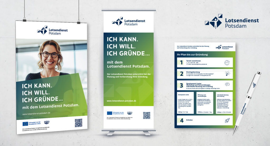 Markenmodernisierung mit gendergerechtem Logo, Printmaterialien und barrierefreiem Design – Agentur Schweiger stärkt Existenzgründungsservice