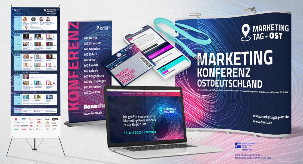 Prägnantes Veranstaltungsbranding mit Keyvisual, Logo, Bühnen- und Printdesign – Agentur Schweiger stärkt die Sichtbarkeit regionaler Konferenzen